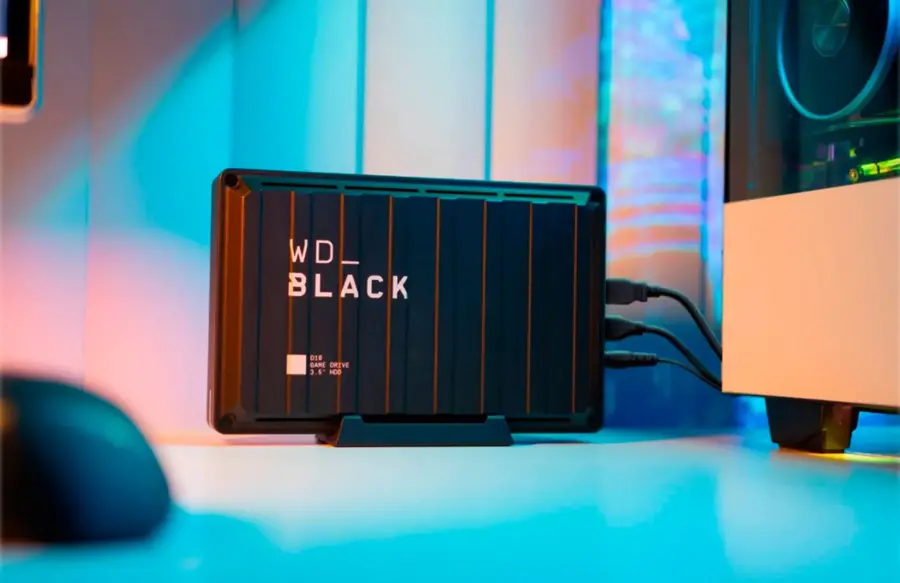 Alt View 20. WD - BLACK D10 8TB External USB 3.2 Gen 1 Portable Hard Drive - Black.