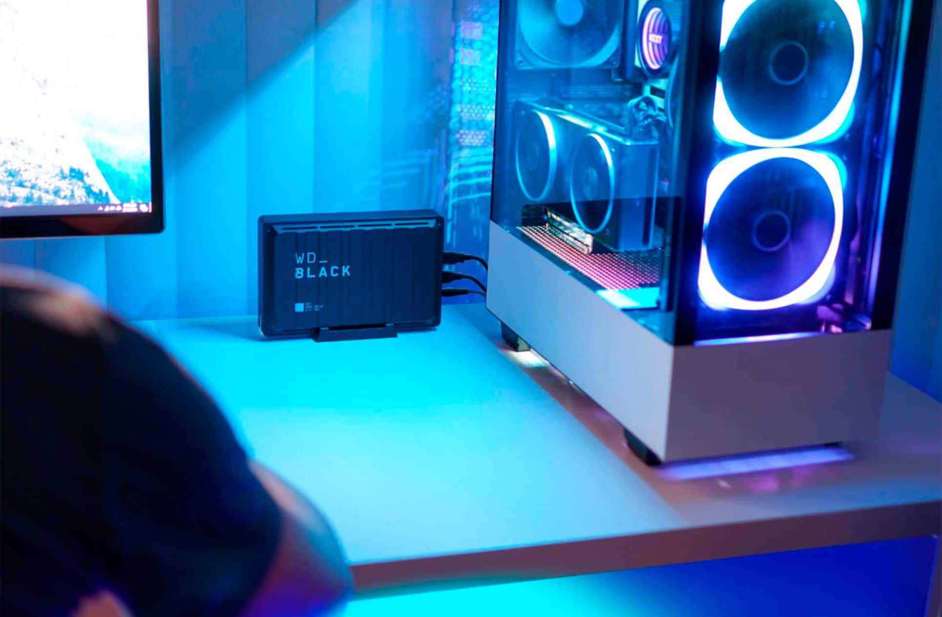 Alt View 21. WD - BLACK D10 8TB External USB 3.2 Gen 1 Portable Hard Drive - Black.