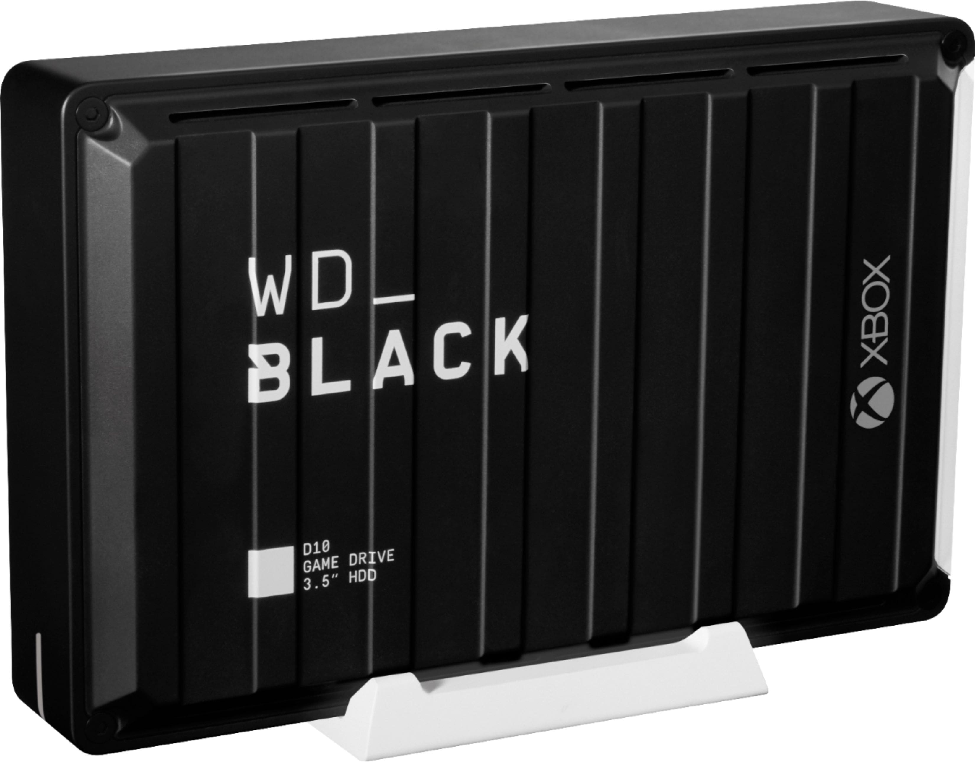 Left. WD - BLACK D10 Game Drive for Xbox 12TB External USB 3.2 Gen 1 Portable Hard Drive - Black.
