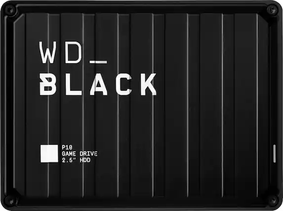 Front. WD - BLACK P10 4TB External USB 3.2 Gen 1 Portable Hard Drive - Black.