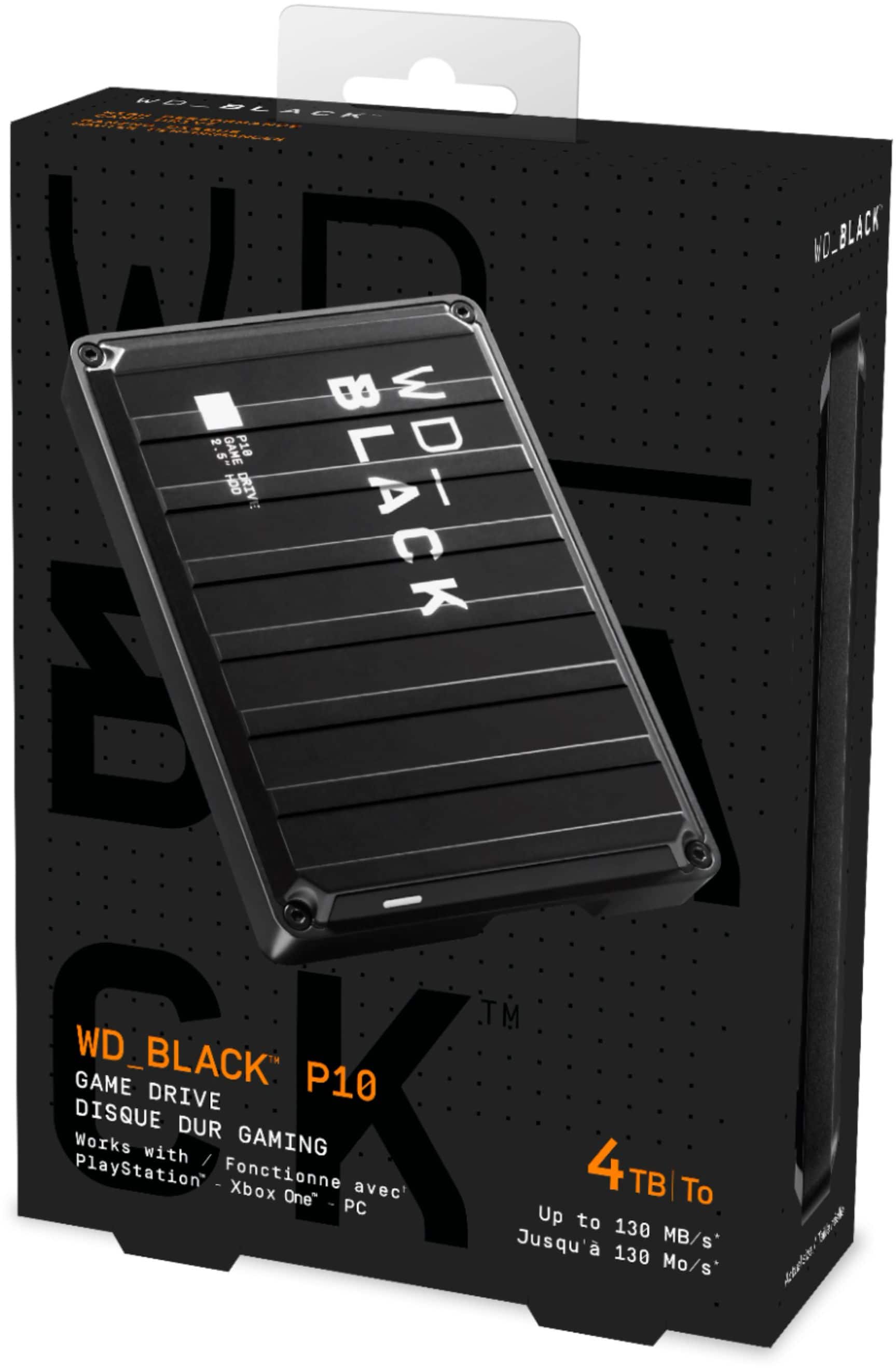 Alt View 17. WD - BLACK P10 4TB External USB 3.2 Gen 1 Portable Hard Drive - Black.