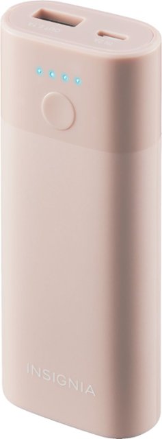 Front Zoom. Insignia™ - 5000 mAh Portable Charger for Most Mobile Devices - Pink Sand.