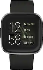 Front. Fitbit - Versa 2 Health & Fitness Smartwatch - Carbon.