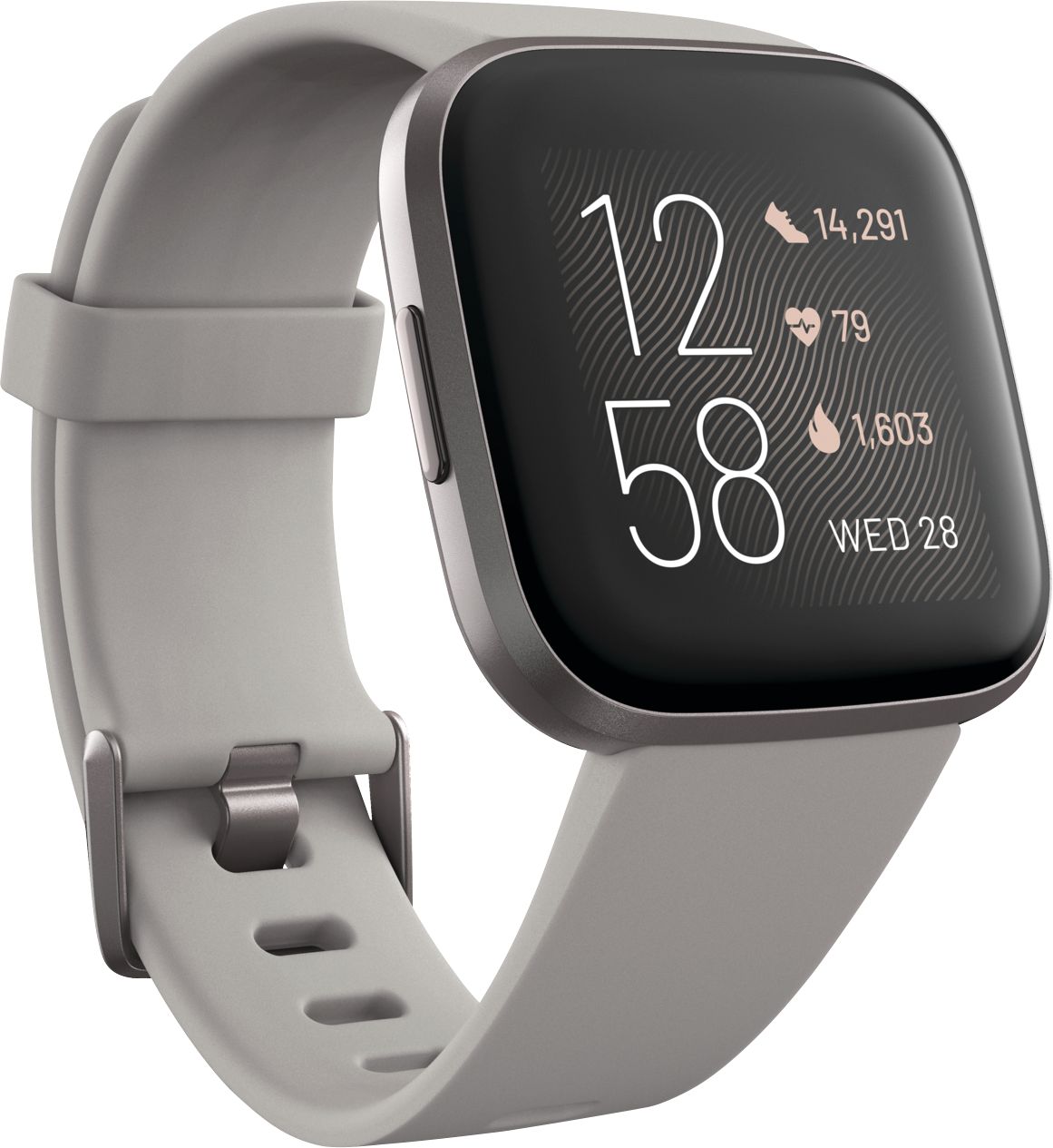 Angle View: Fitbit - Versa 2 Health & Fitness Smartwatch - Mist Gray