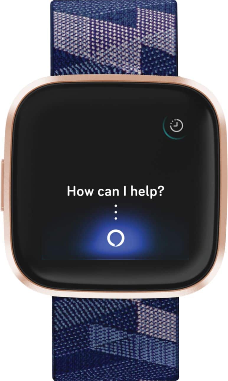 Alt View 11. Fitbit - Versa 2 Special Edition - Copper Rose with Navy Woven Jacquard Band.