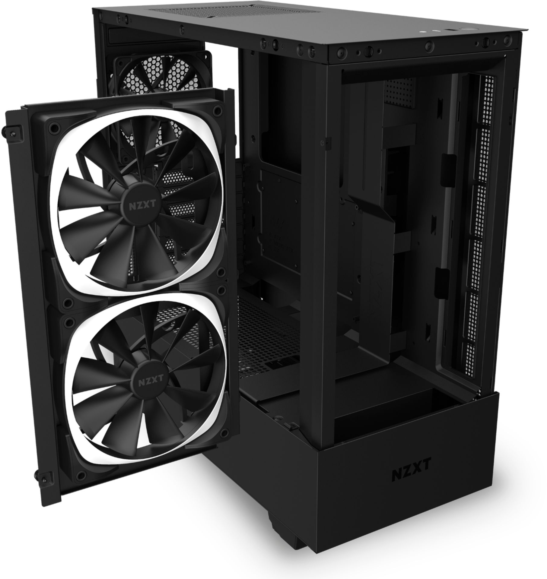 NZXT H5 Elite Matte Black, White Premium Compact Mesh Mid-Tower Case  Includes 2x F140 RGB Fans + 1x F120Q non RGB Fans, Includes RGB + Fan  Controller