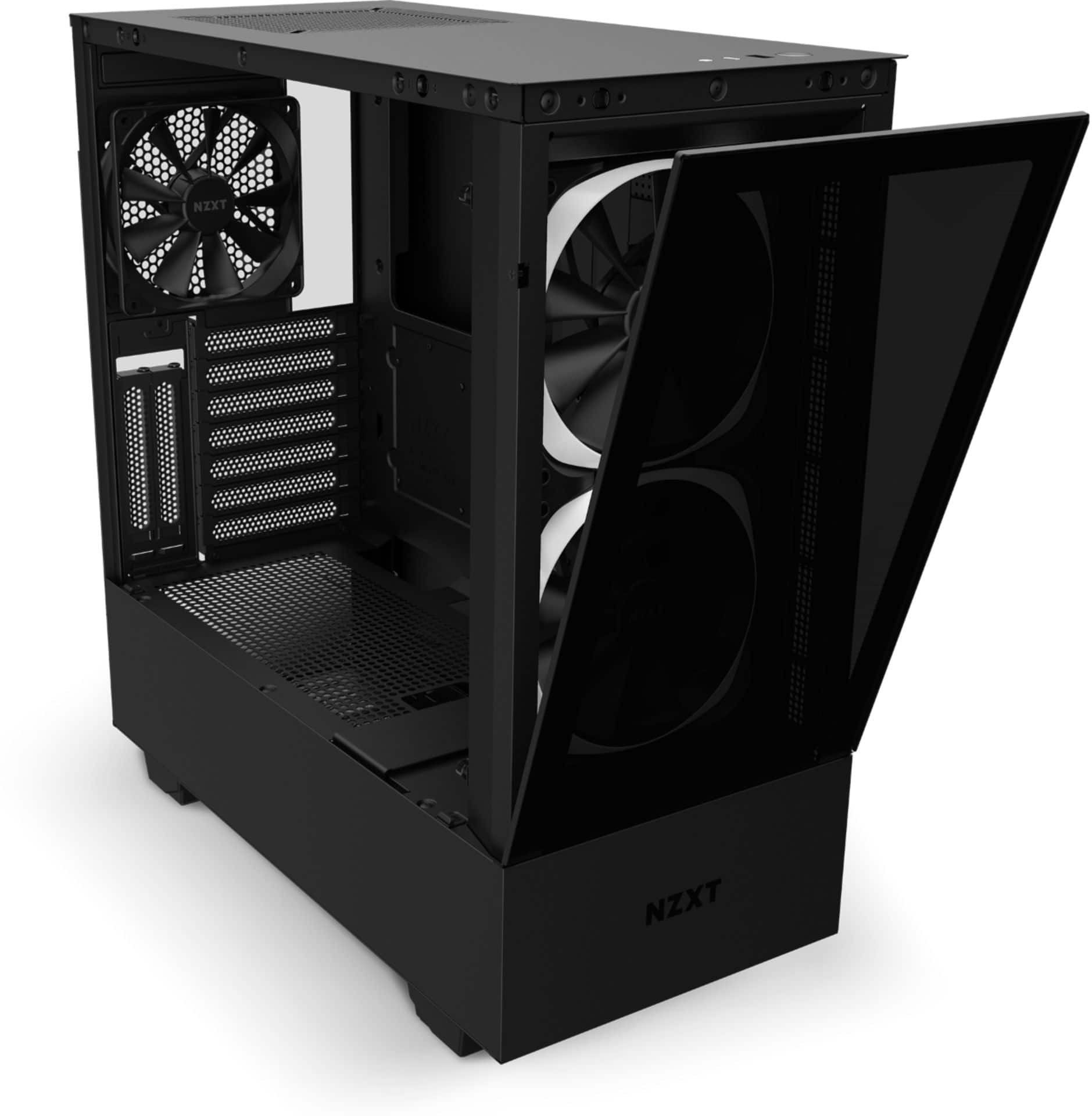 NZXT H5 Elite Matte Black, White Premium Compact Mesh Mid-Tower Case  Includes 2x F140 RGB Fans + 1x F120Q non RGB Fans, Includes RGB + Fan  Controller