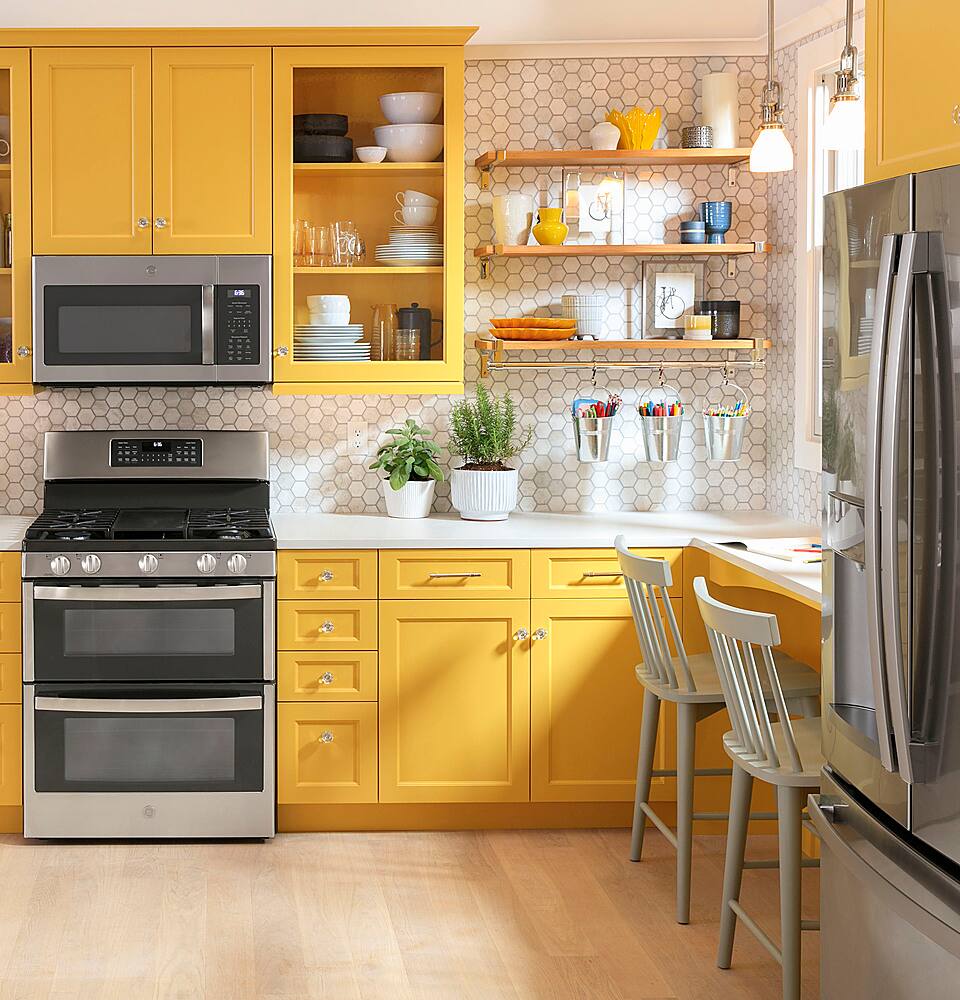 Alt View 15. GE - 1.7 Cu. Ft. Over-the-Range Sensor Fingerprint Resistant Microwave Oven - Stainless Steel.