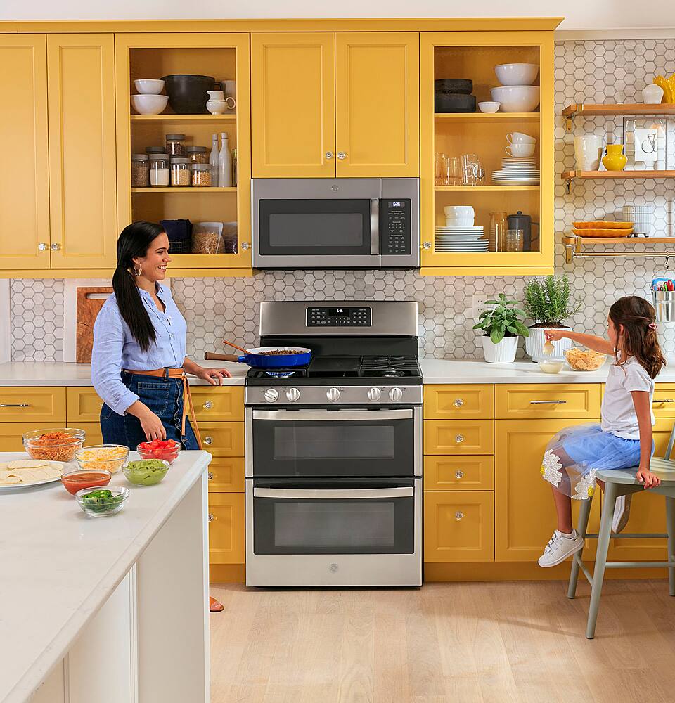 Alt View 16. GE - 1.7 Cu. Ft. Over-the-Range Sensor Fingerprint Resistant Microwave Oven - Stainless Steel.