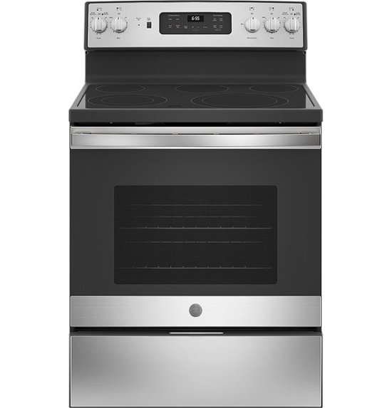 GE – 5.3 Cu. Ft. Self-Cleaning Freestanding Electric Convection Fingerprint Resistant Range – Stainless steel