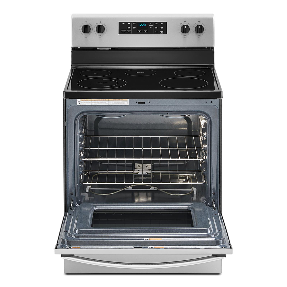 Angle View: Whirlpool - 5.3 Cu. Ft. Freestanding Electric Range with Self-Cleaning and Frozen Bake™ - Stainless steel