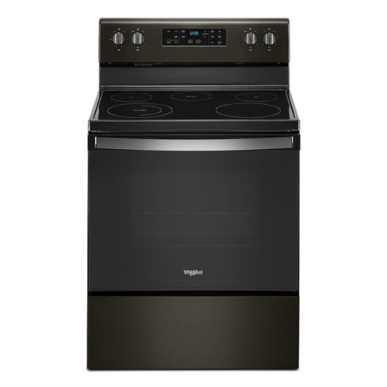 Front Zoom. Whirlpool - 5.3 Cu. Ft. Freestanding Electric Range with Self-Cleaning and Frozen Bake™ - Black stainless steel.