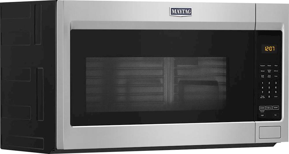 Angle View: Maytag - 1.7 Cu. Ft. Over-the-Range Microwave - Stainless steel