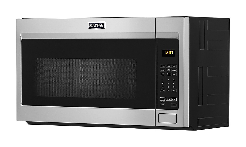 Left View: Maytag - 1.7 Cu. Ft. Over-the-Range Microwave - Stainless steel