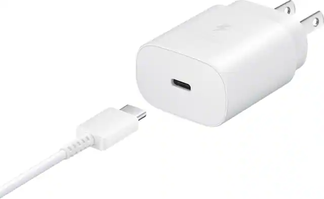 Front. Samsung - Super Fast Charging 25W USB Type-C Wall Charger - White.