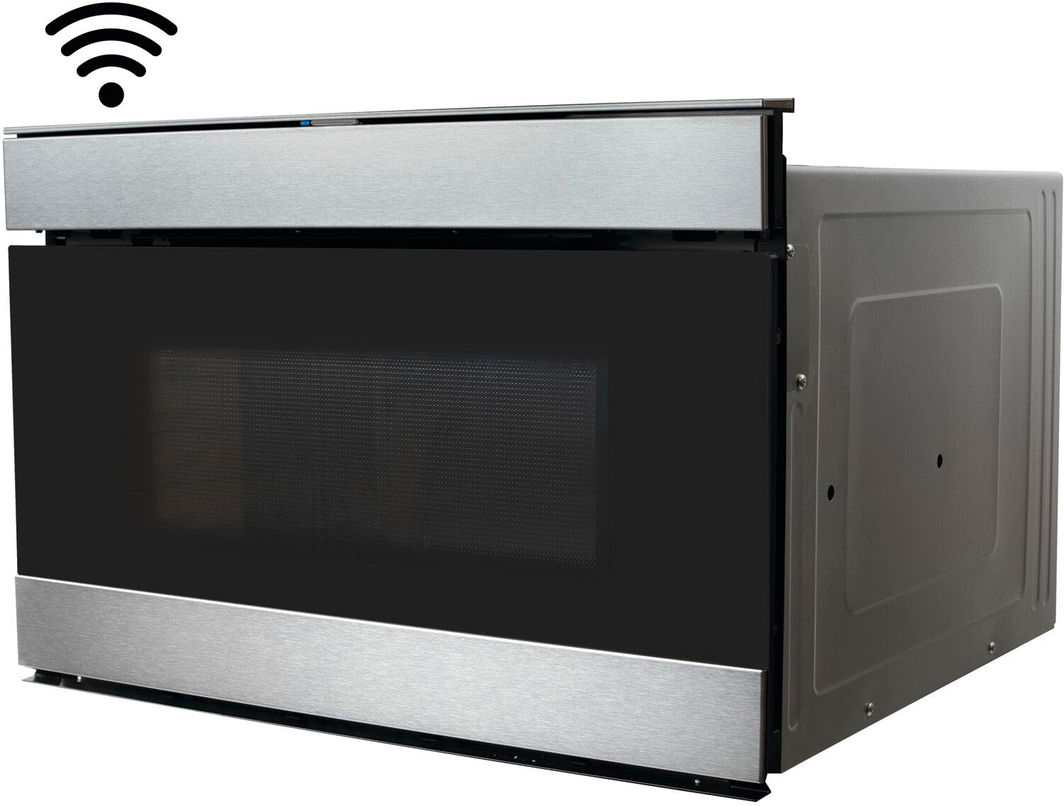 Left View: Sharp - 1.2 Cu. Ft. Microwave Drawer with Internet Mobile Applications and Easy Wave Open - Stainless Steel With Black Glass