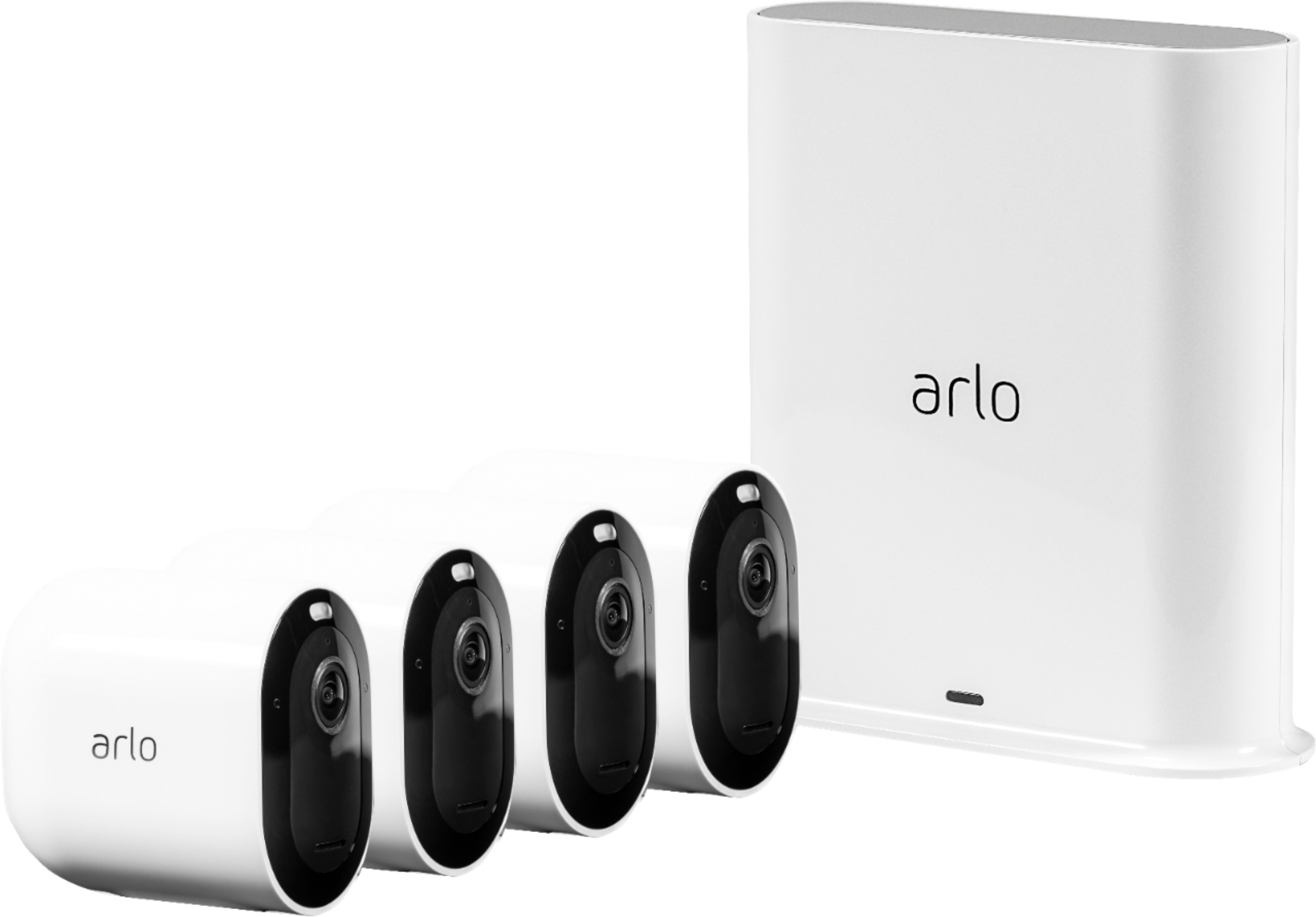 Arlo Pro 3 4 Camera Indoor Outdoor Wire Free 2k Hdr Security Camera System White Vms4440p 100nas Best Buy