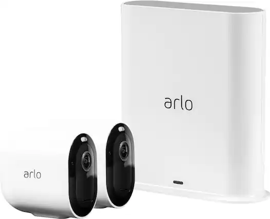 Front. Arlo - Pro 3 2-Camera Indoor/Outdoor Wire-Free 2K HDR Security Camera System - White.