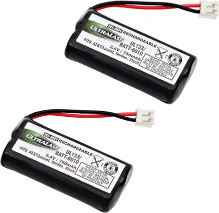 Front. UltraLast - Nickel Metal Hydride Batteries for AT&T BT184342 (2-Pack) - Black.