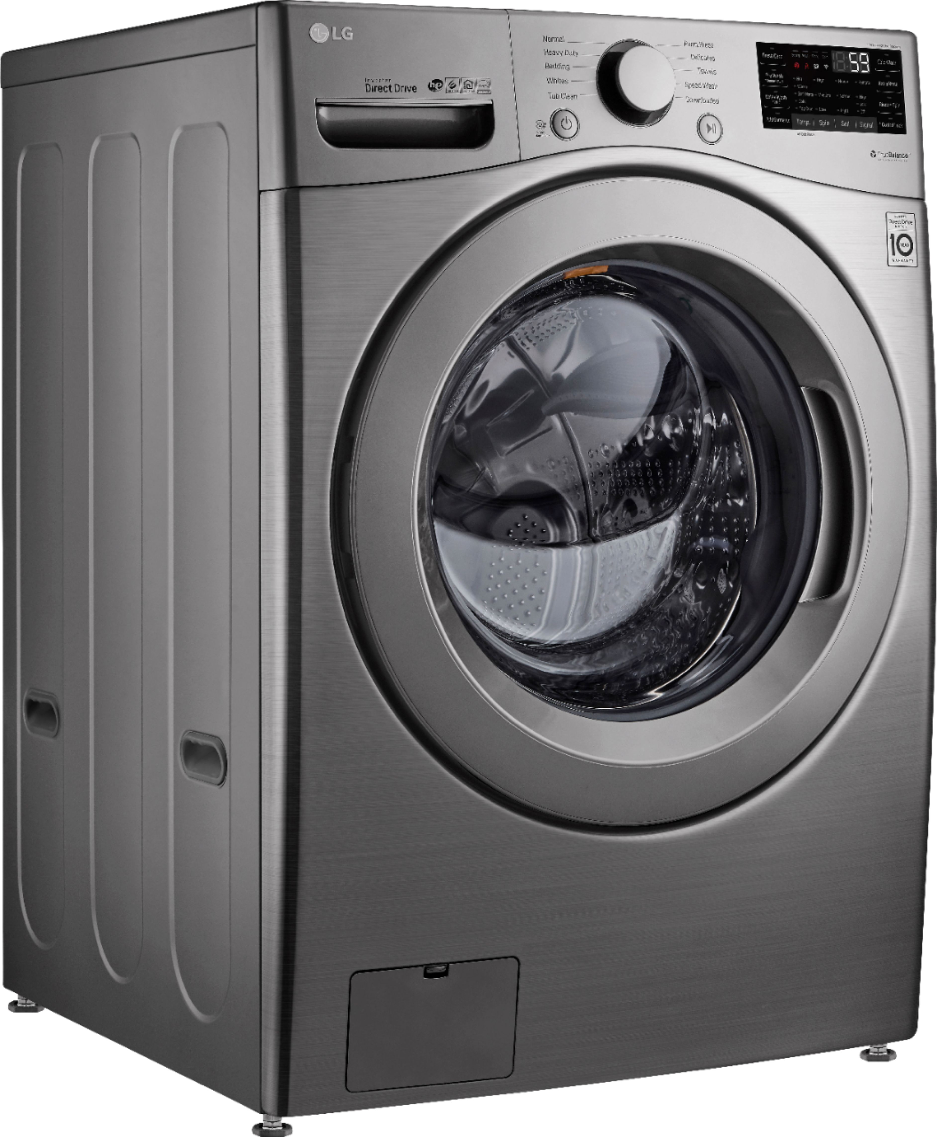 Angle View: LG - 4.5 Cu. Ft. 10-Cycle High-Efficiency Front-Loading Washer with 6Motion Technology - Graphite steel