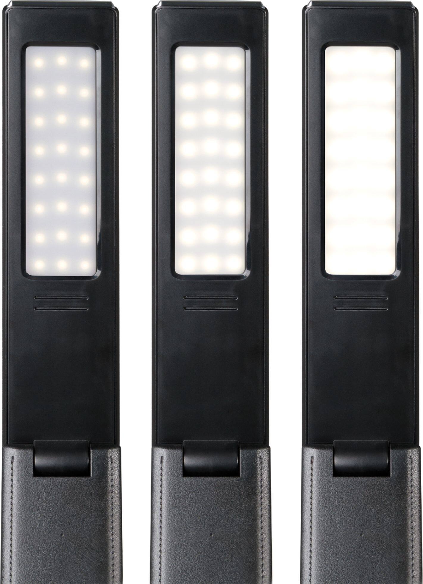 Alt View 19. OttLite - Rise LED Desk Lamp w/ LCD Smart Display, USB Charging Port, 3 Brightness Settings, 3 Color Temperatures & Foldable Shade - Black.