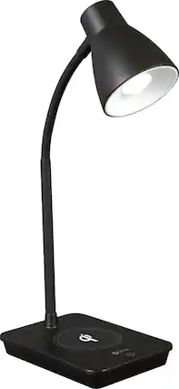 Angle. OttLite - Infuse Adjustable LED Desk Lamp with Qi Charging, Three Brightness Settings, & Clear Sun Technology - Black.