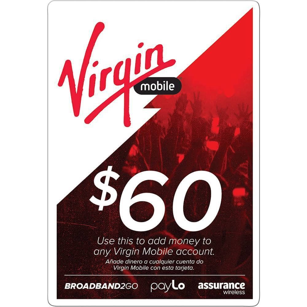 Front. Virgin Mobile - 60$ Top-Up Code - Red.