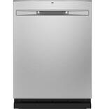 GE - Stainless Steel Interior Fingerprint Resistant Dishwasher with Hidden Controls - Stainless steel - Front_Standard