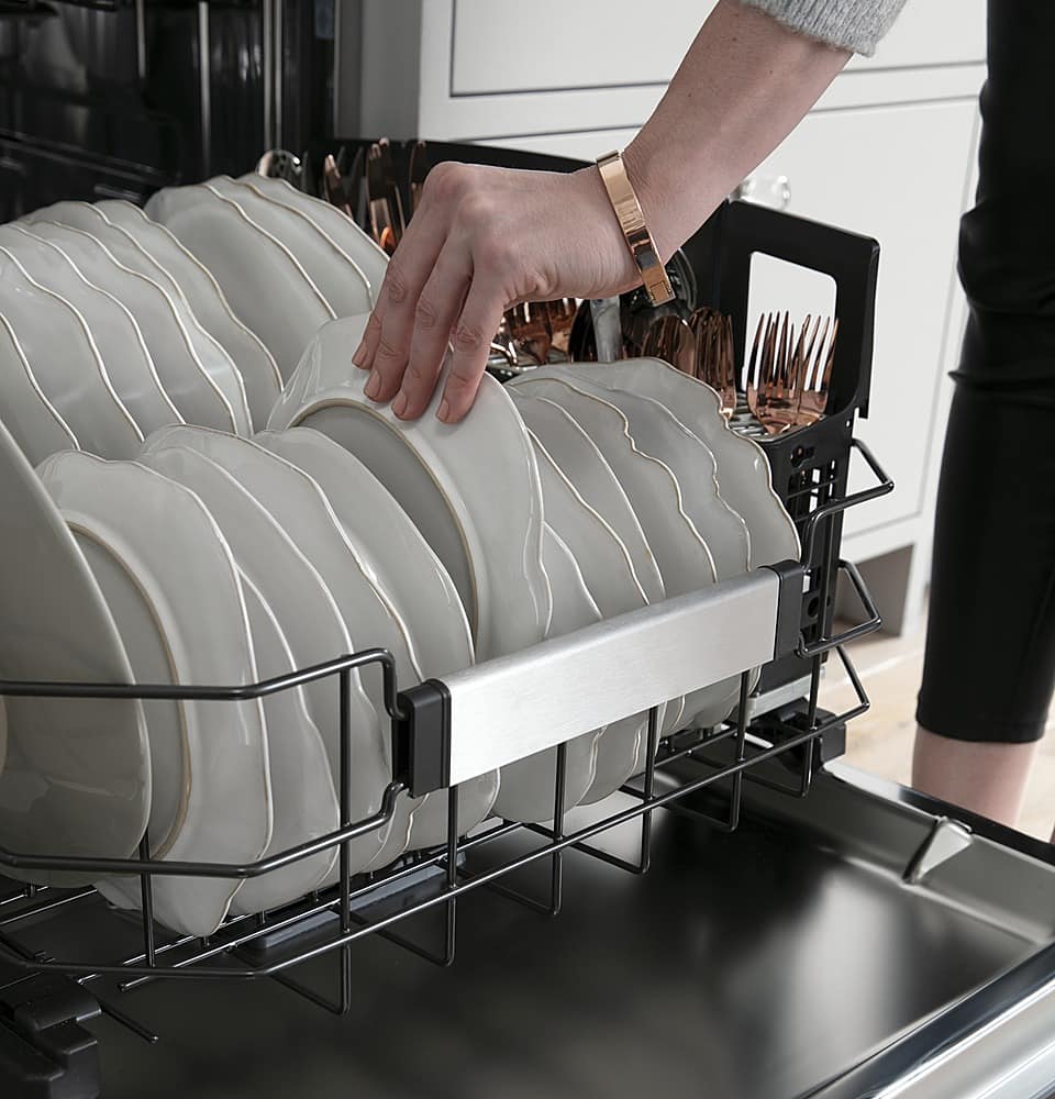 Alt View 21. Café - Top Control Built-In Dishwasher with Stainless Steel Tub, 3rd Rack, 39dBA, Customizable - Matte White.