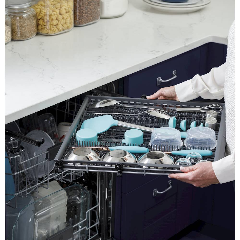Alt View 15. GE - Top Control Built-In Dishwasher with Stainless Steel Tub, 3rd Rack, 46dBA - Black.