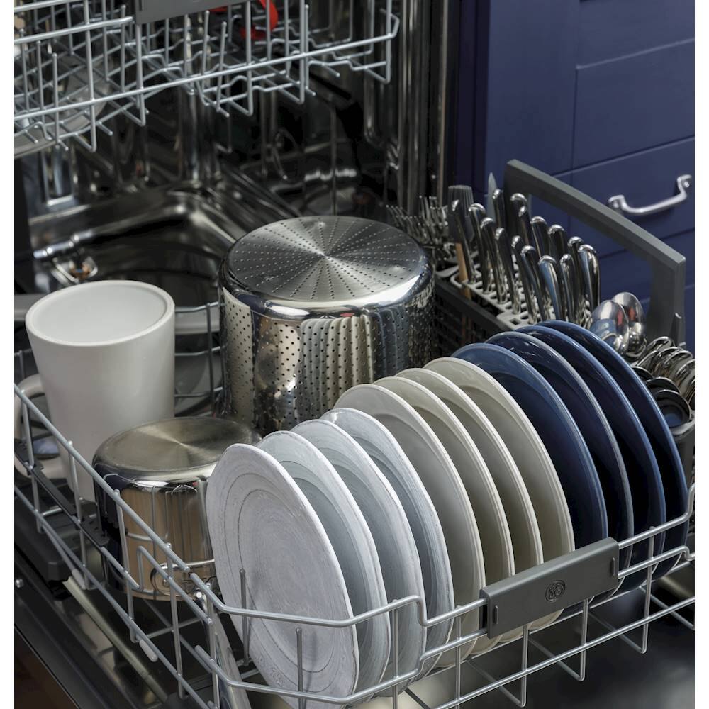 Alt View 19. GE - Top Control Built-In Dishwasher with Stainless Steel Tub, 3rd Rack, 46dBA - Black.