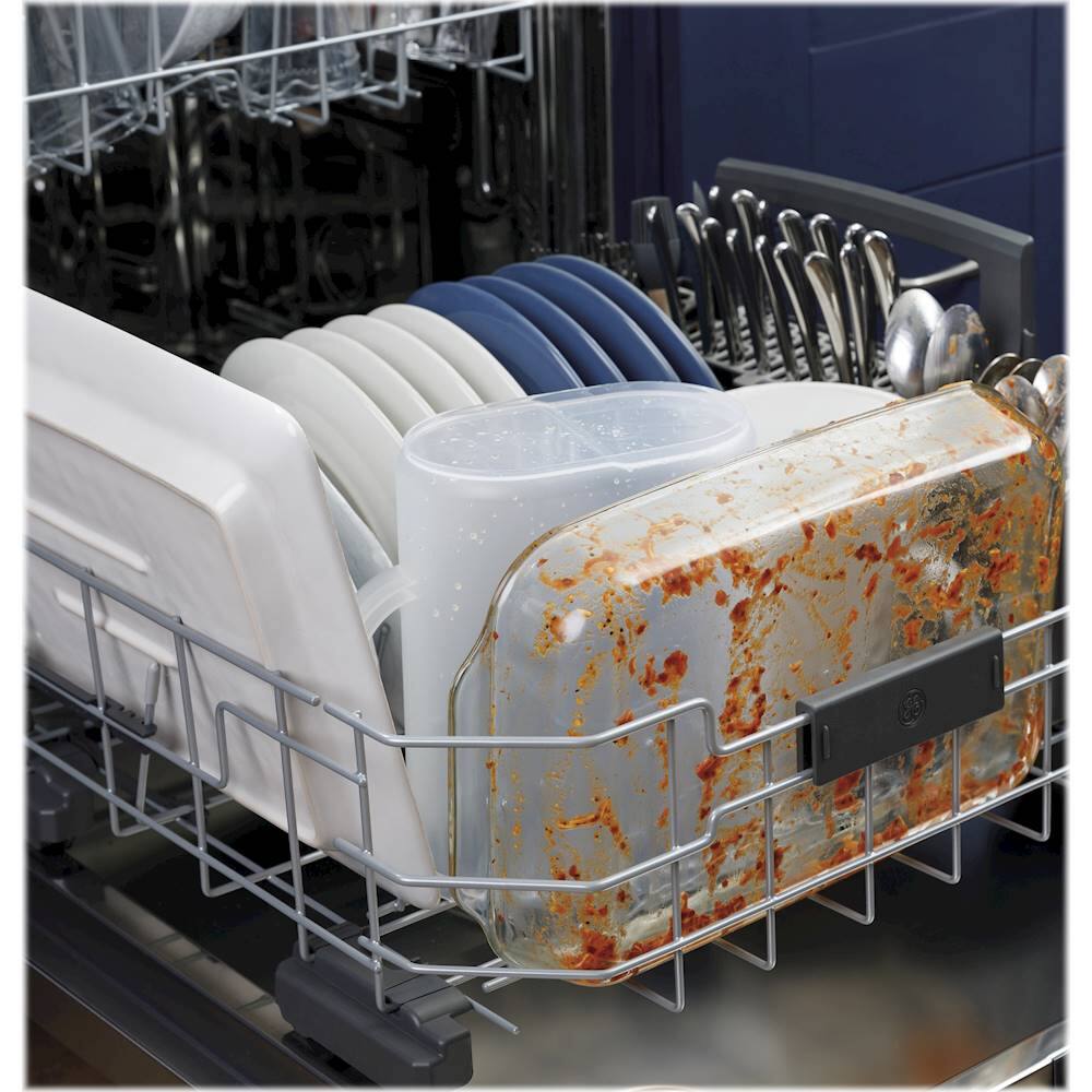 Alt View 20. GE - Top Control Built-In Dishwasher with Stainless Steel Tub, 3rd Rack, 46dBA - Black.