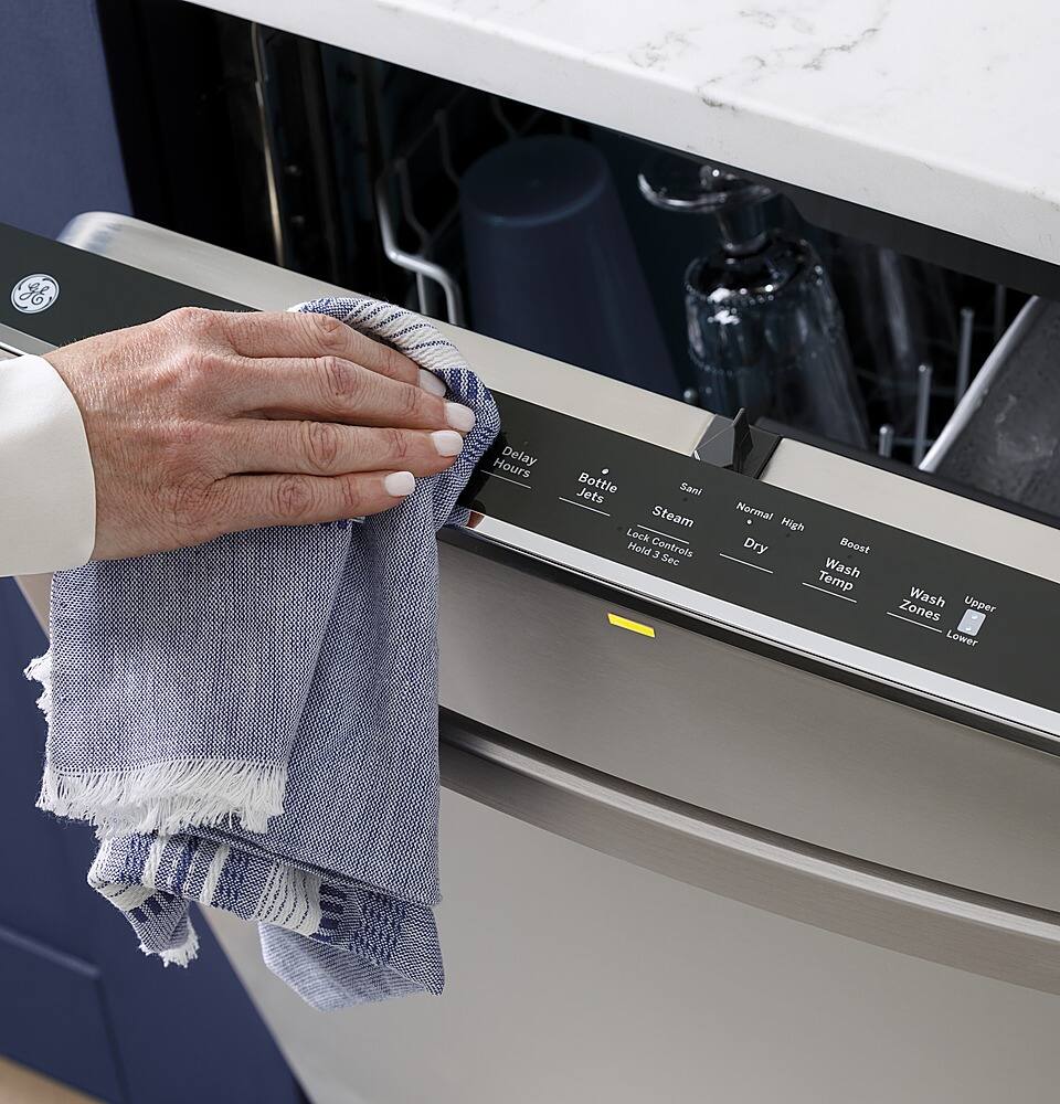 Alt View 23. GE - Top Control Built-In Dishwasher with Stainless Steel Tub, 3rd Rack, 46dBA - Black.