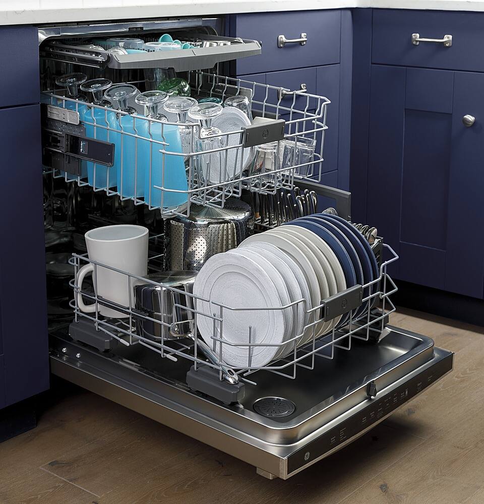 Alt View 24. GE - Top Control Built-In Dishwasher with Stainless Steel Tub, 3rd Rack, 46dBA - Black.