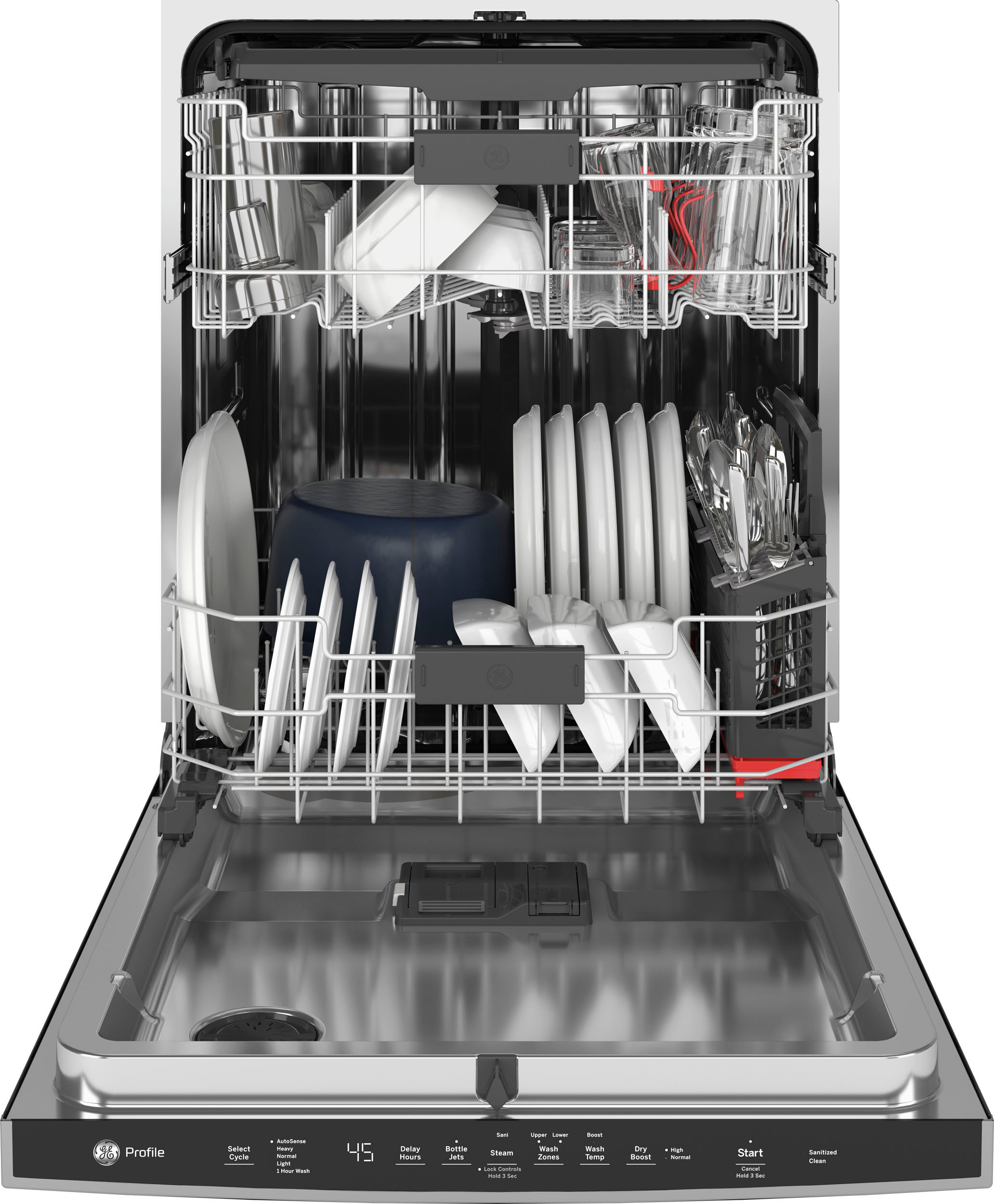 Cafe Stainless Interior Built-in Dishwasher with Hidden Controls
