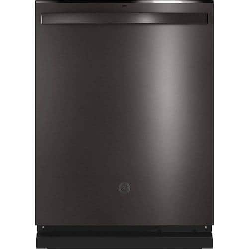 GE - Top Control Built-In Dishwasher with Stainless Steel Tub, 3rd Rack, 46dBA - Black stainless steel