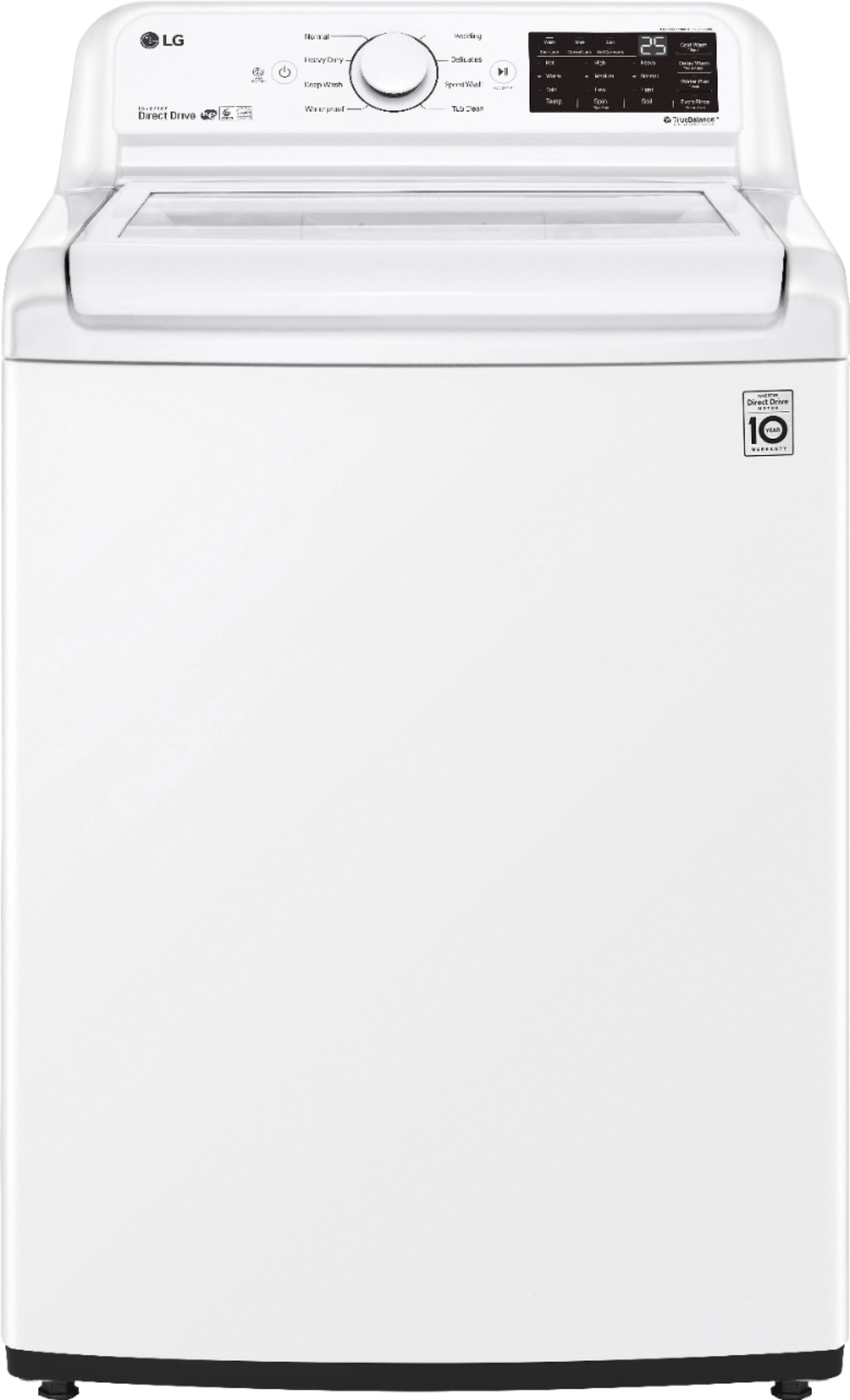 Front. LG - 4.5 Cu. Ft. High-Efficiency Top Load Washer with TurboDrum Technology - White.