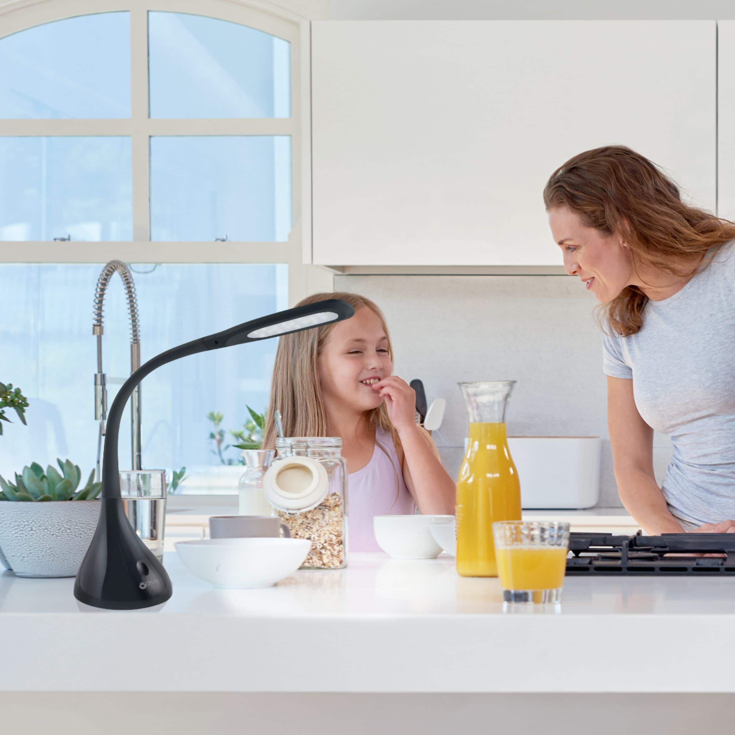 Alt View 17. OttLite - Creative Curves LED Desk Lamp with Four Brightness Settings, Adjustable Height and Clear Sun Technology - Black.