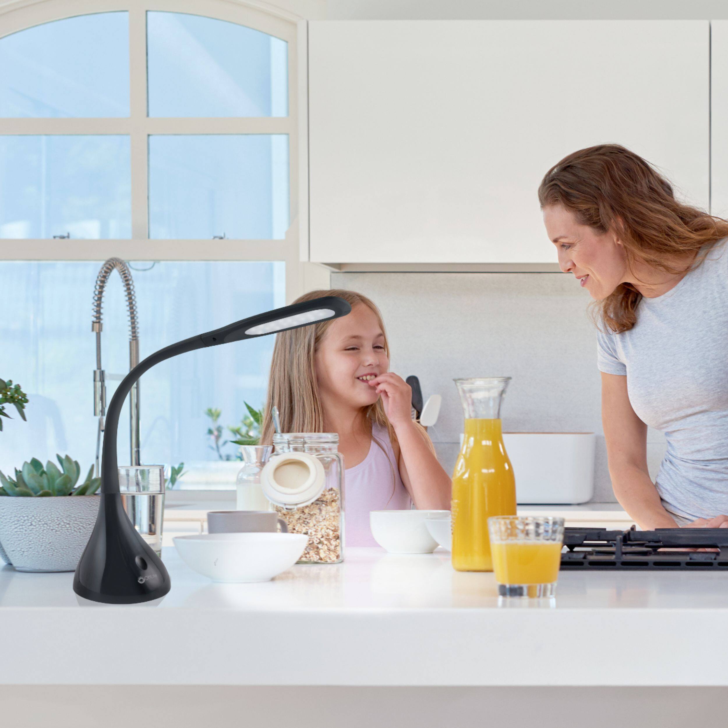 Alt View 17. OttLite - Creative Curves LED Desk Lamp with Four Brightness Settings, Adjustable Height and Clear Sun Technology - Black.