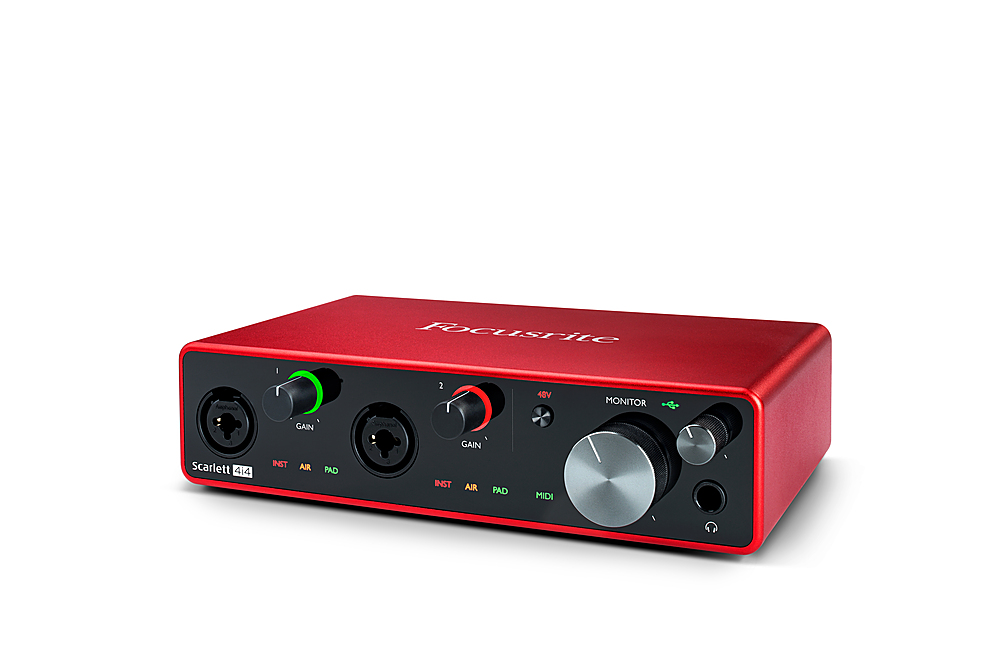Angle View: Focusrite - Scarlett 4i4 3rd Generation Audio Interface - Red