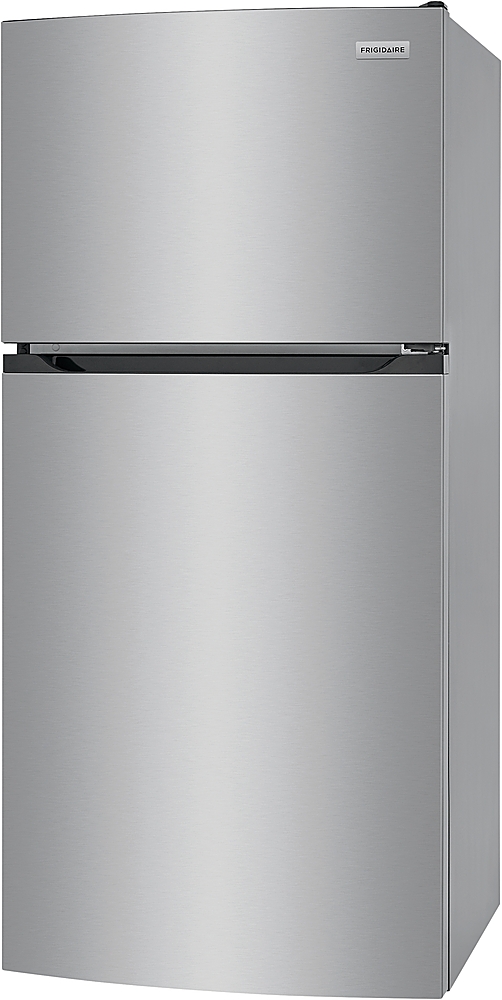 Angle View: Frigidaire - 13.9 Cu. Ft. Top-Freezer Refrigerator - Brushed steel