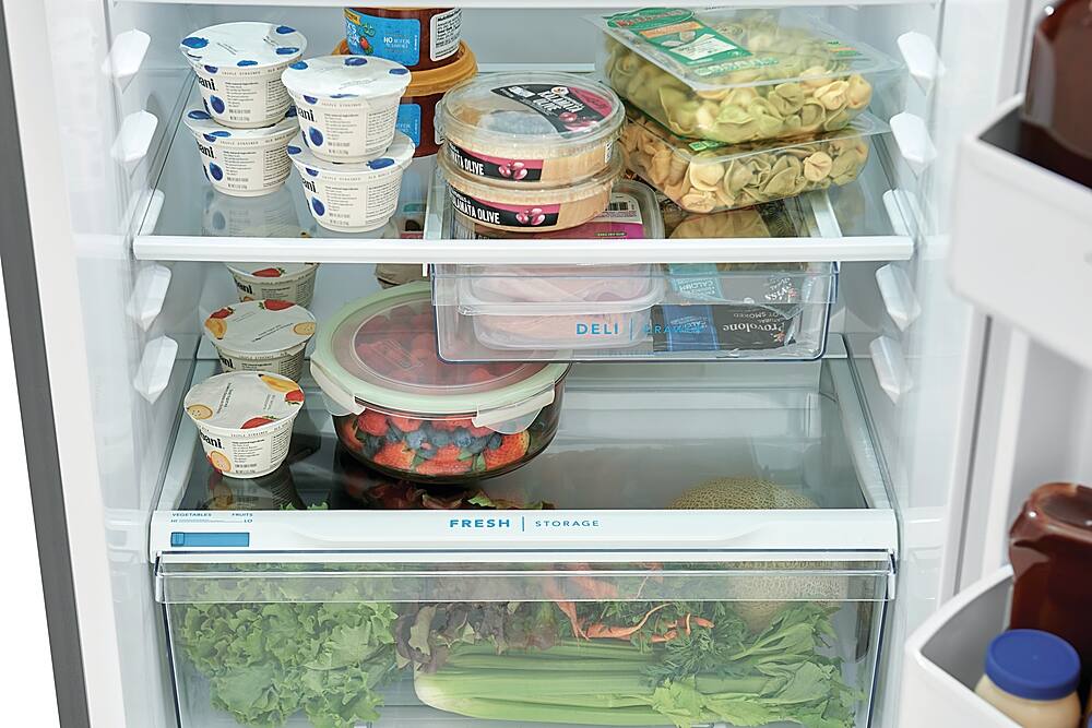 Alt View 4. Frigidaire - 13.9 Cu. Ft. Top-Freezer Refrigerator - Brushed Steel.