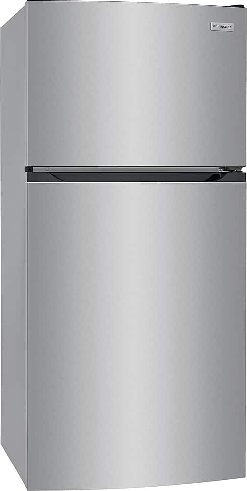 Left. Frigidaire - 13.9 Cu. Ft. Top-Freezer Refrigerator - Brushed Steel.