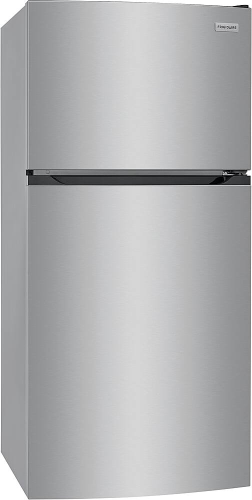 Left. Frigidaire - 13.9 Cu. Ft. Top-Freezer Refrigerator - Brushed Steel.