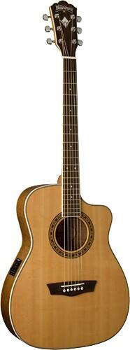 Angle Standard. Washburn - Heritage Series 6-String Folk-Size Cutaway Acoustic/Electric Guitar - Natural.
