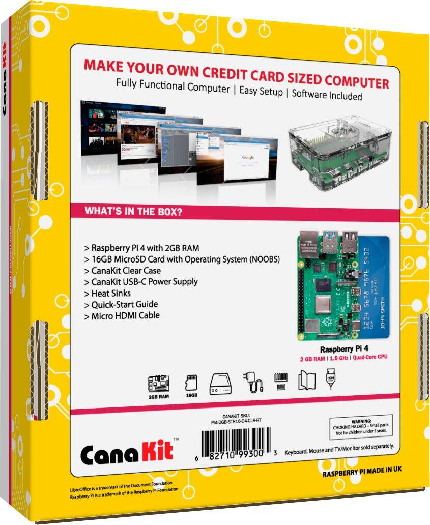 Alt View 14. CanaKit - Raspberry Pi 4 2GB Starter Kit - Clear.