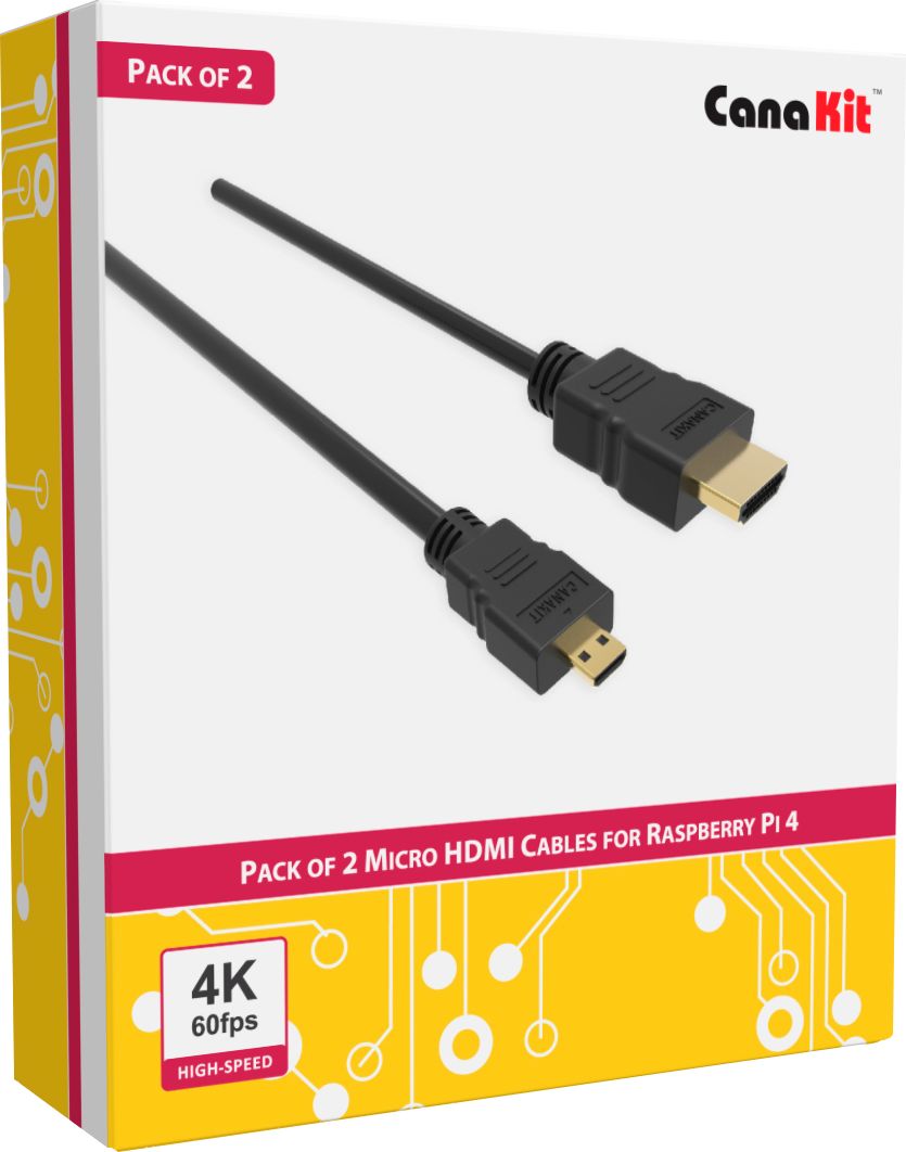 CanaKit - 6' micro HDMI to HDMI Cable 2 Pack - Black