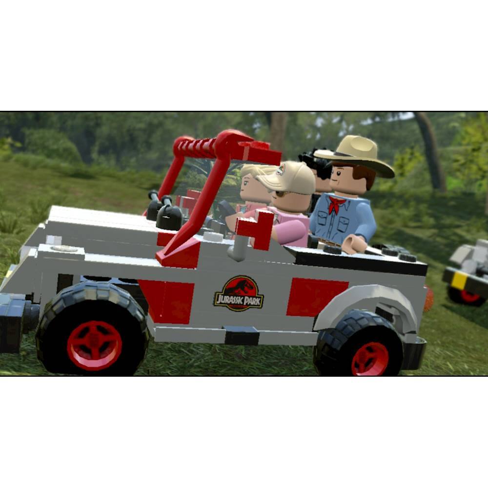 The image features a toy car with three Lego figures inside, possibly a family, driving through a park. The car is red and silver, and the figures are positioned in the car, with one figure driving, another sitting in the passenger seat, and the third figure sitting in the back. The scene captures a playful and imaginative moment, as the family enjoys their time together in the toy car.