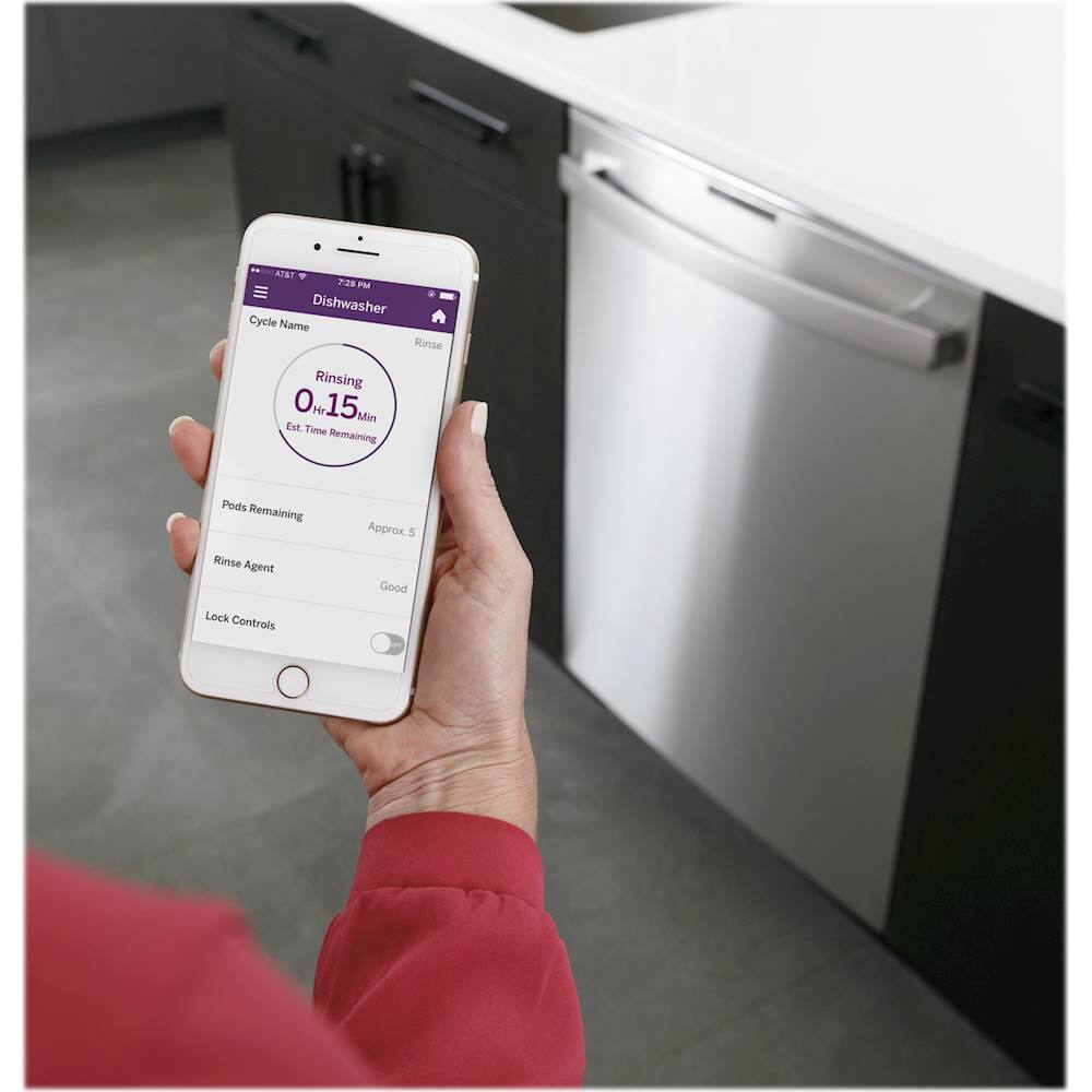 Alt View 19. GE Profile - Hidden Control Built-In Dishwasher with Stainless Steel Tub, Fingerprint Resistance, 3rd Rack, 39 dBA - Stainless steel.