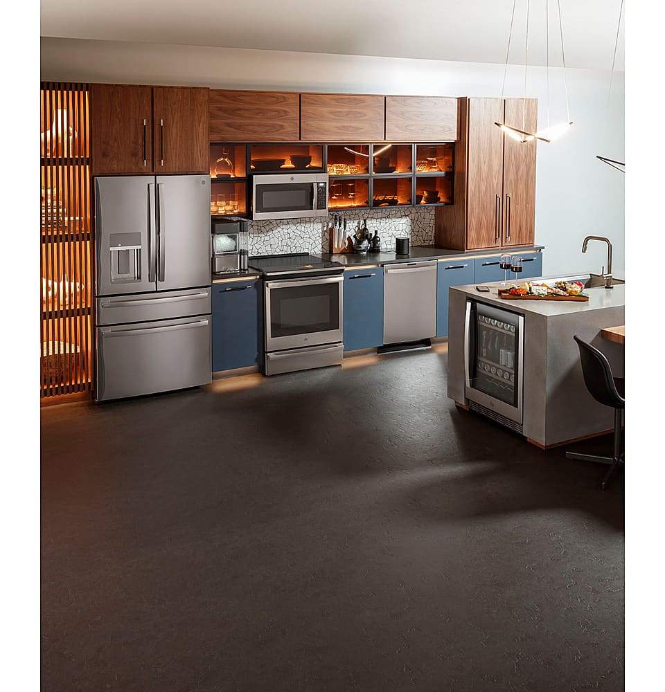 Alt View 32. GE Profile - Hidden Control Built-In Dishwasher with Stainless Steel Tub, Fingerprint Resistance, 3rd Rack, 39 dBA - Stainless steel.